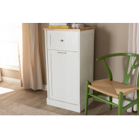 Baxton Studio WS01-Oak/White Marcel Farmhouse and Coastal White and Oak Brown Finished Kitchen Cabinet